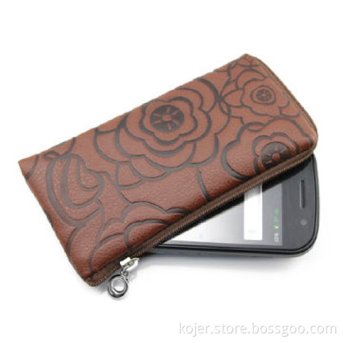 PU Leather Phone Case for iPhone 4, with Zipper and Lanyard, Customized Patterns/Logos are Welcome